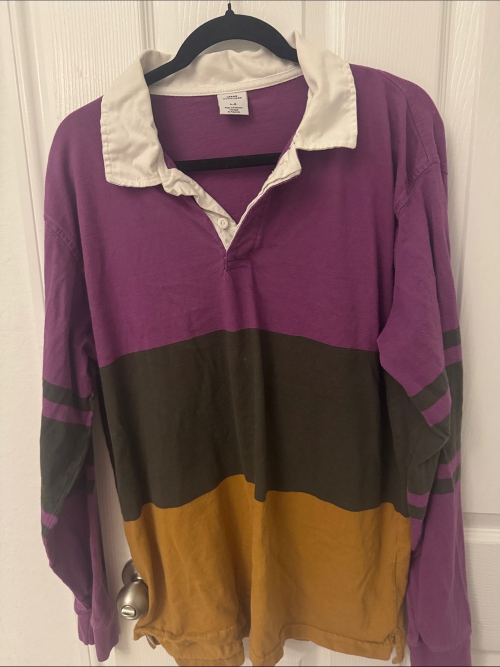 Urban Outfitters Purple, Olive, Mustard Colorblock Rugby Polo